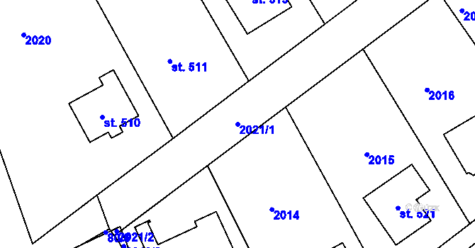 Parcela st. 2021/1 v KÚ Panenská Rozsíčka, Katastrální mapa