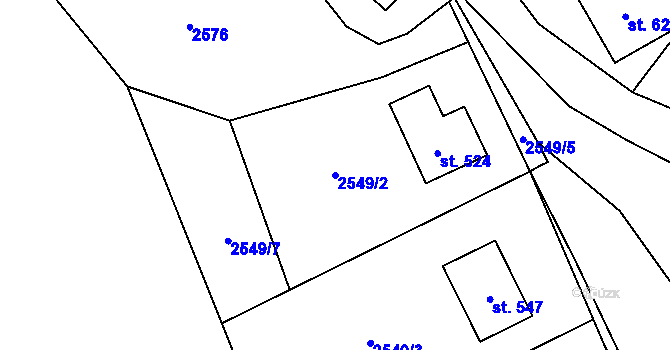 Parcela st. 2549/2 v KÚ Panenská Rozsíčka, Katastrální mapa