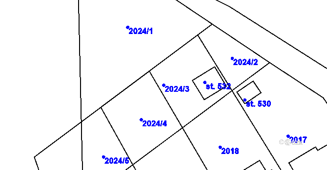Parcela st. 2024/3 v KÚ Panenská Rozsíčka, Katastrální mapa