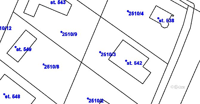 Parcela st. 2510/3 v KÚ Panenská Rozsíčka, Katastrální mapa