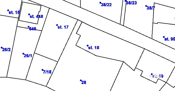 Parcela st. 18 v KÚ Panenské Břežany, Katastrální mapa