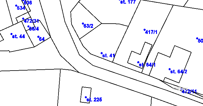 Parcela st. 41 v KÚ Panenské Břežany, Katastrální mapa