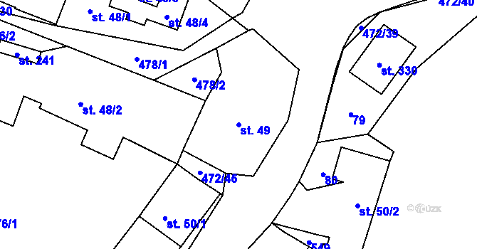 Parcela st. 49 v KÚ Panenské Břežany, Katastrální mapa