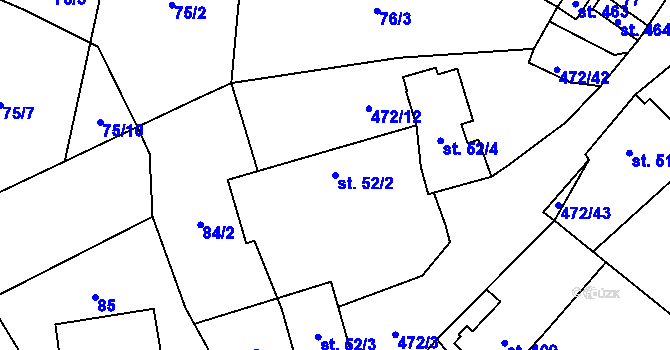 Parcela st. 52/2 v KÚ Panenské Břežany, Katastrální mapa
