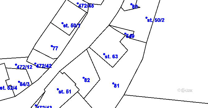 Parcela st. 63 v KÚ Panenské Břežany, Katastrální mapa
