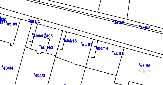 Parcela st. 91 v KÚ Panenské Břežany, Katastrální mapa