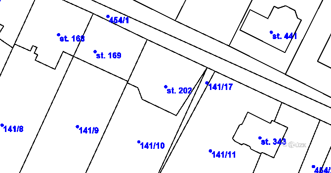 Parcela st. 202 v KÚ Panenské Břežany, Katastrální mapa