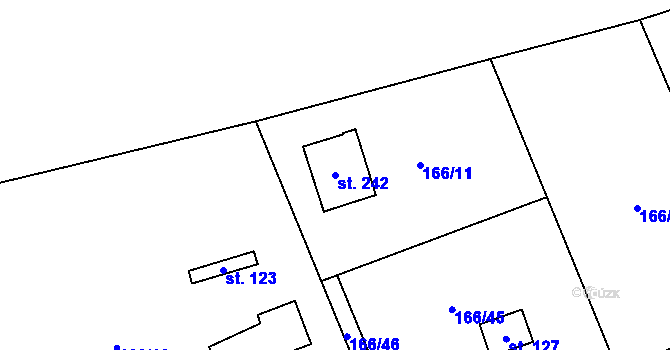 Parcela st. 242 v KÚ Panenské Břežany, Katastrální mapa