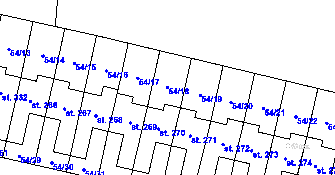 Parcela st. 54/18 v KÚ Panenské Břežany, Katastrální mapa