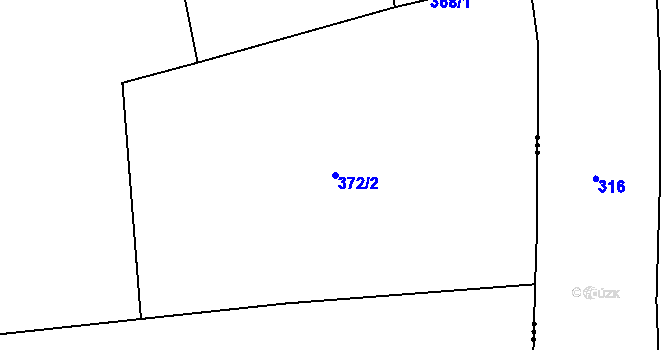 Parcela st. 372/2 v KÚ Panenské Břežany, Katastrální mapa