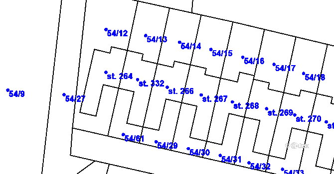 Parcela st. 266 v KÚ Panenské Břežany, Katastrální mapa