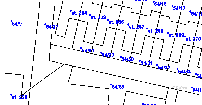 Parcela st. 54/29 v KÚ Panenské Břežany, Katastrální mapa