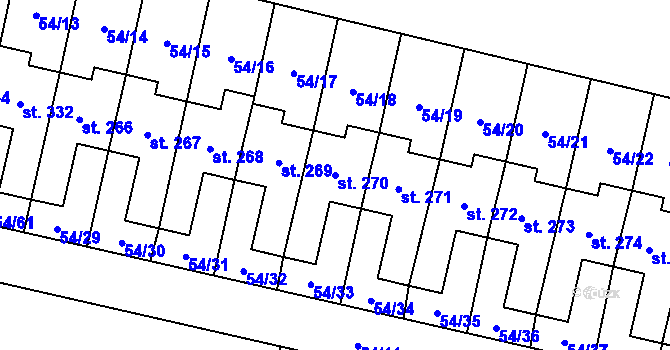 Parcela st. 270 v KÚ Panenské Břežany, Katastrální mapa