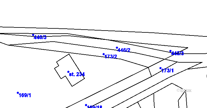 Parcela st. 173/2 v KÚ Panenské Břežany, Katastrální mapa