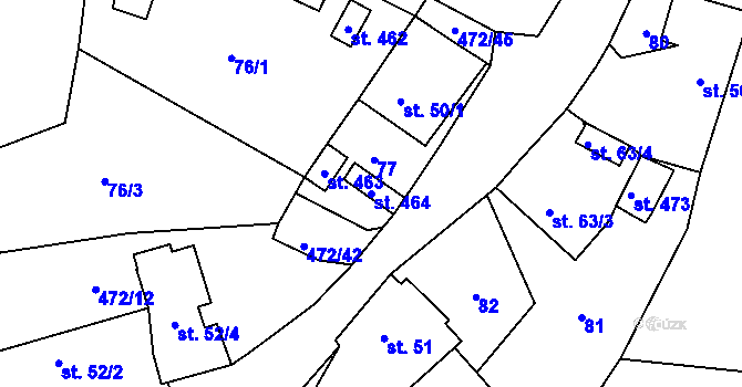 Parcela st. 464 v KÚ Panenské Břežany, Katastrální mapa