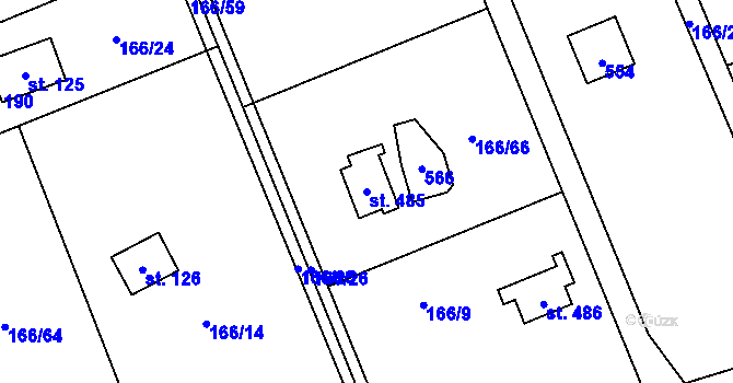 Parcela st. 485 v KÚ Panenské Břežany, Katastrální mapa