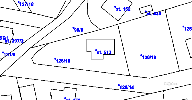 Parcela st. 513 v KÚ Panenské Břežany, Katastrální mapa