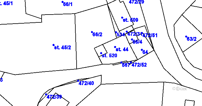 Parcela st. 520 v KÚ Panenské Břežany, Katastrální mapa