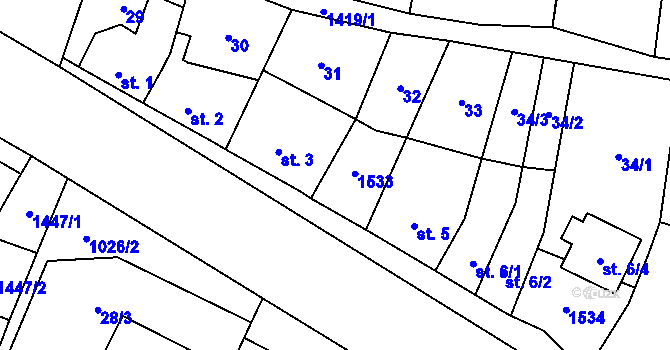 Parcela st. 4 v KÚ Panenský Týnec, Katastrální mapa