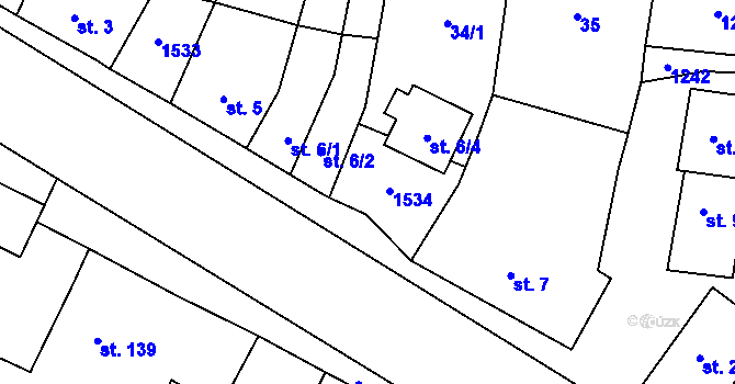 Parcela st. 6/3 v KÚ Panenský Týnec, Katastrální mapa