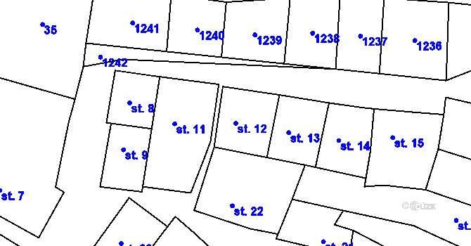Parcela st. 12 v KÚ Panenský Týnec, Katastrální mapa
