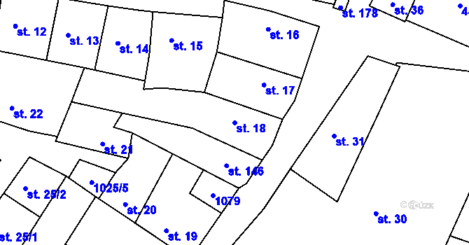 Parcela st. 18 v KÚ Panenský Týnec, Katastrální mapa