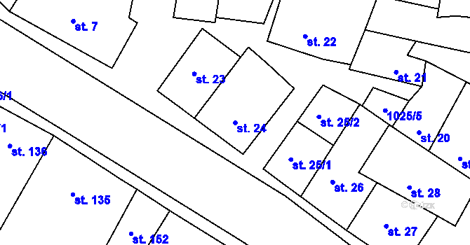 Parcela st. 24 v KÚ Panenský Týnec, Katastrální mapa