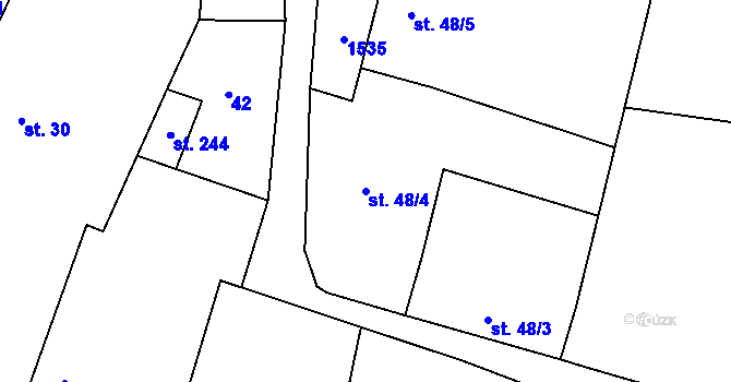 Parcela st. 48/4 v KÚ Panenský Týnec, Katastrální mapa