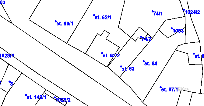 Parcela st. 62/2 v KÚ Panenský Týnec, Katastrální mapa