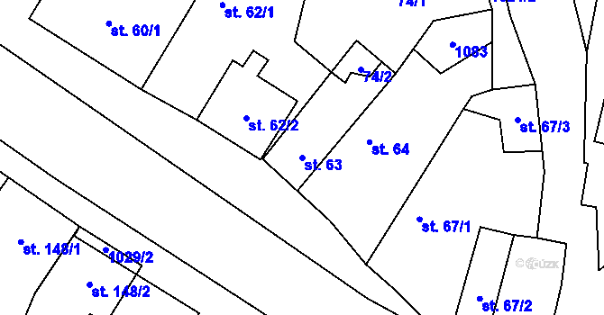 Parcela st. 63 v KÚ Panenský Týnec, Katastrální mapa