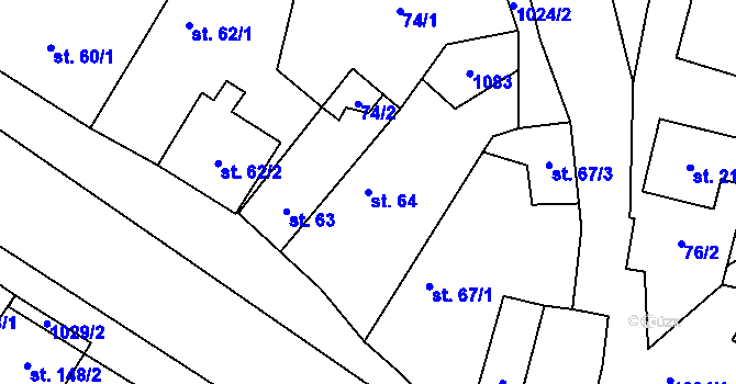 Parcela st. 64 v KÚ Panenský Týnec, Katastrální mapa