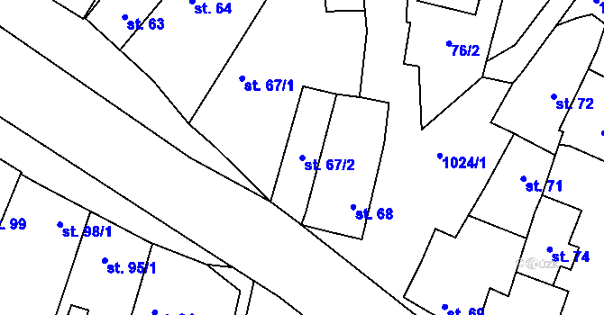 Parcela st. 67/2 v KÚ Panenský Týnec, Katastrální mapa