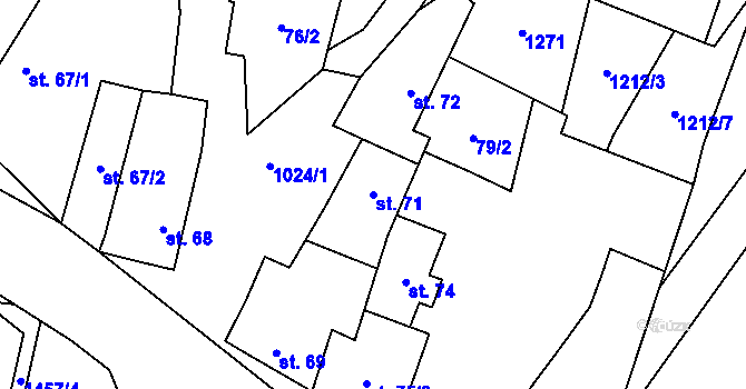 Parcela st. 71 v KÚ Panenský Týnec, Katastrální mapa