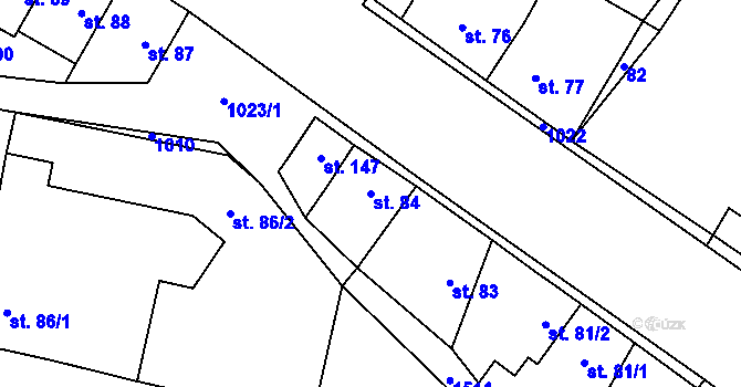 Parcela st. 84 v KÚ Panenský Týnec, Katastrální mapa
