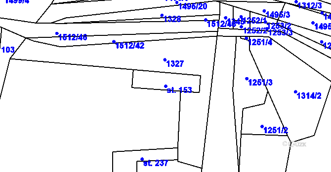 Parcela st. 153 v KÚ Panenský Týnec, Katastrální mapa