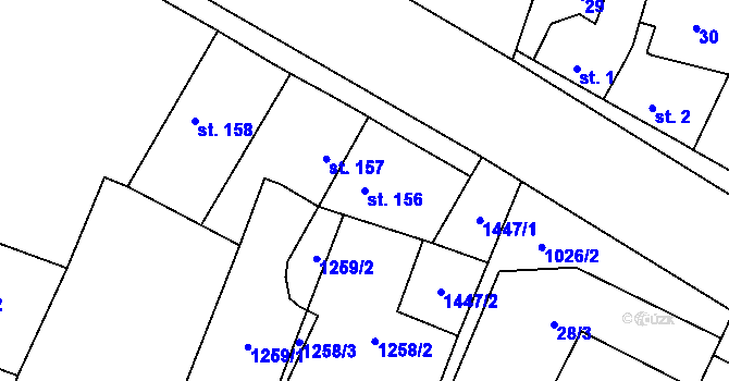 Parcela st. 156 v KÚ Panenský Týnec, Katastrální mapa