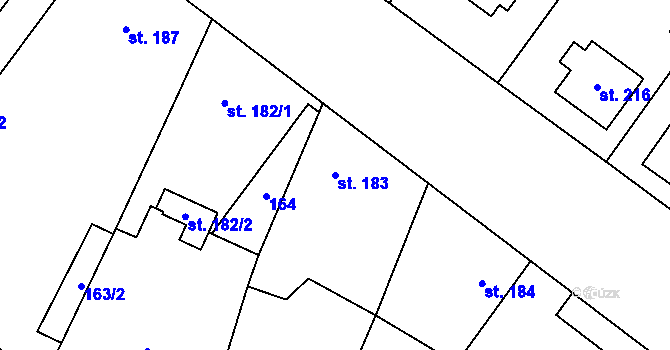 Parcela st. 183 v KÚ Panenský Týnec, Katastrální mapa