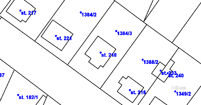 Parcela st. 218 v KÚ Panenský Týnec, Katastrální mapa
