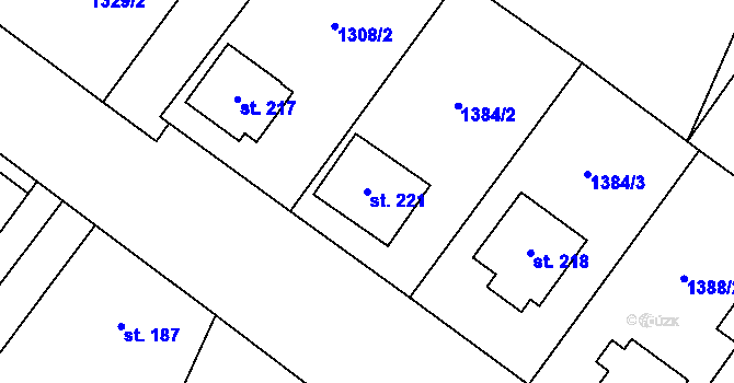 Parcela st. 221 v KÚ Panenský Týnec, Katastrální mapa