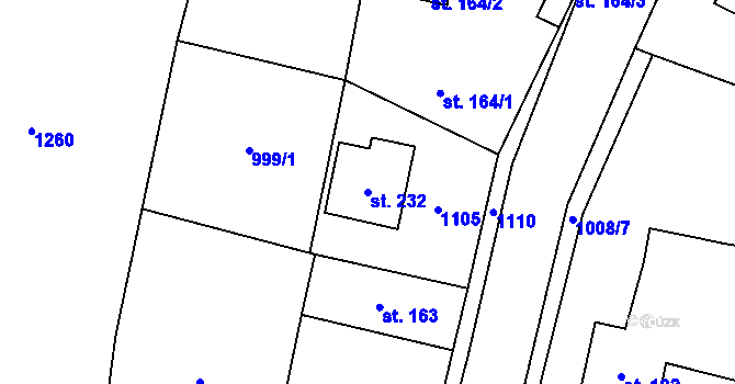 Parcela st. 232 v KÚ Panenský Týnec, Katastrální mapa