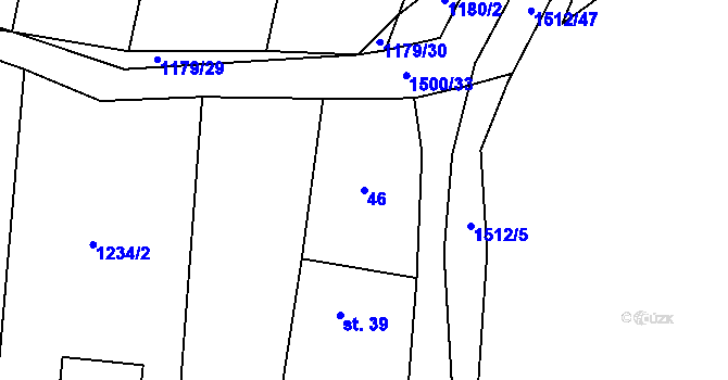 Parcela st. 46 v KÚ Panenský Týnec, Katastrální mapa