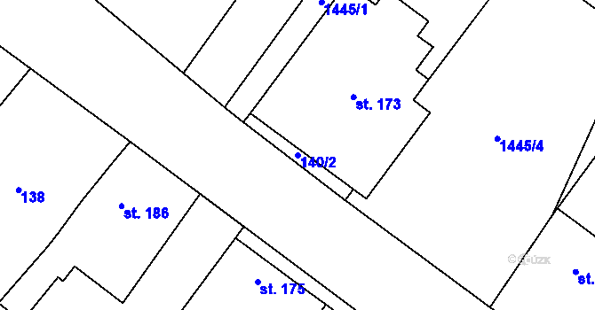 Parcela st. 140/2 v KÚ Panenský Týnec, Katastrální mapa