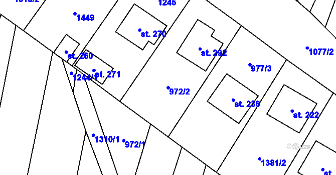 Parcela st. 972/2 v KÚ Panenský Týnec, Katastrální mapa