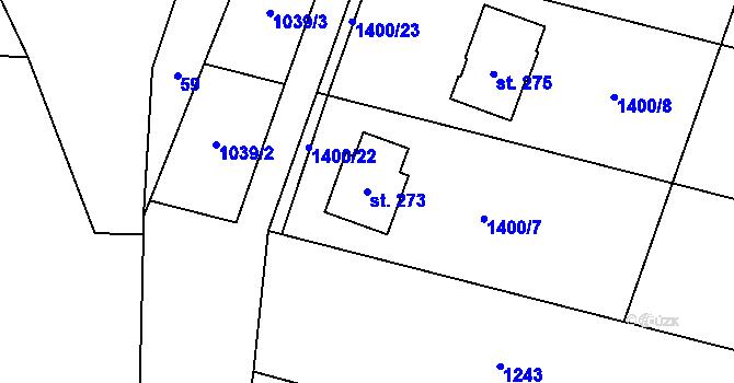 Parcela st. 273 v KÚ Panenský Týnec, Katastrální mapa