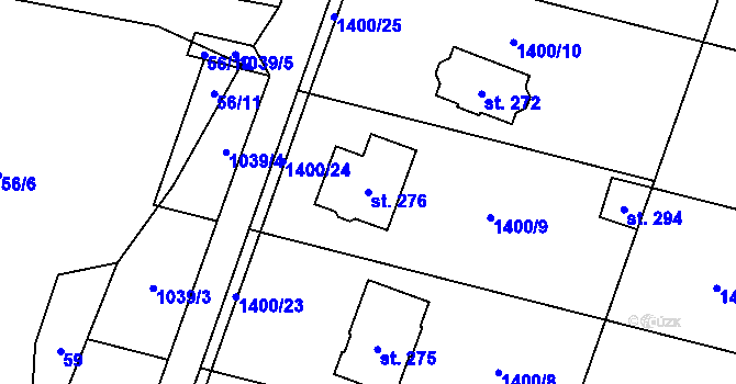 Parcela st. 276 v KÚ Panenský Týnec, Katastrální mapa