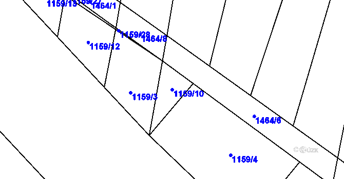 Parcela st. 1159/10 v KÚ Panenský Týnec, Katastrální mapa