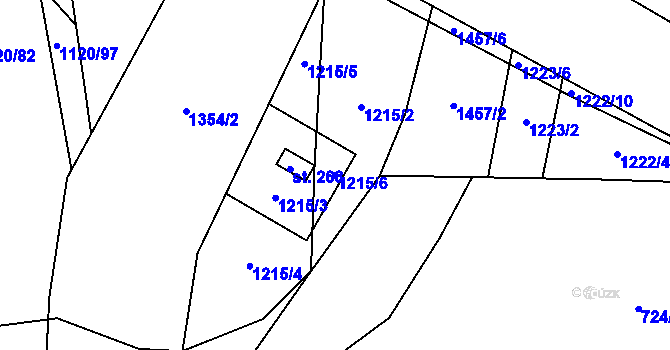 Parcela st. 1215/6 v KÚ Panenský Týnec, Katastrální mapa