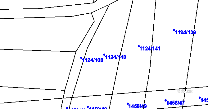 Parcela st. 1124/140 v KÚ Panenský Týnec, Katastrální mapa
