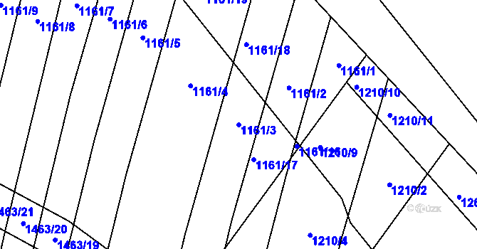 Parcela st. 1161/3 v KÚ Panenský Týnec, Katastrální mapa