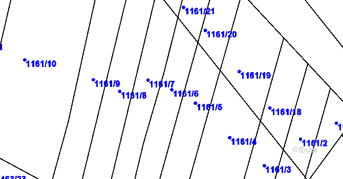 Parcela st. 1161/6 v KÚ Panenský Týnec, Katastrální mapa